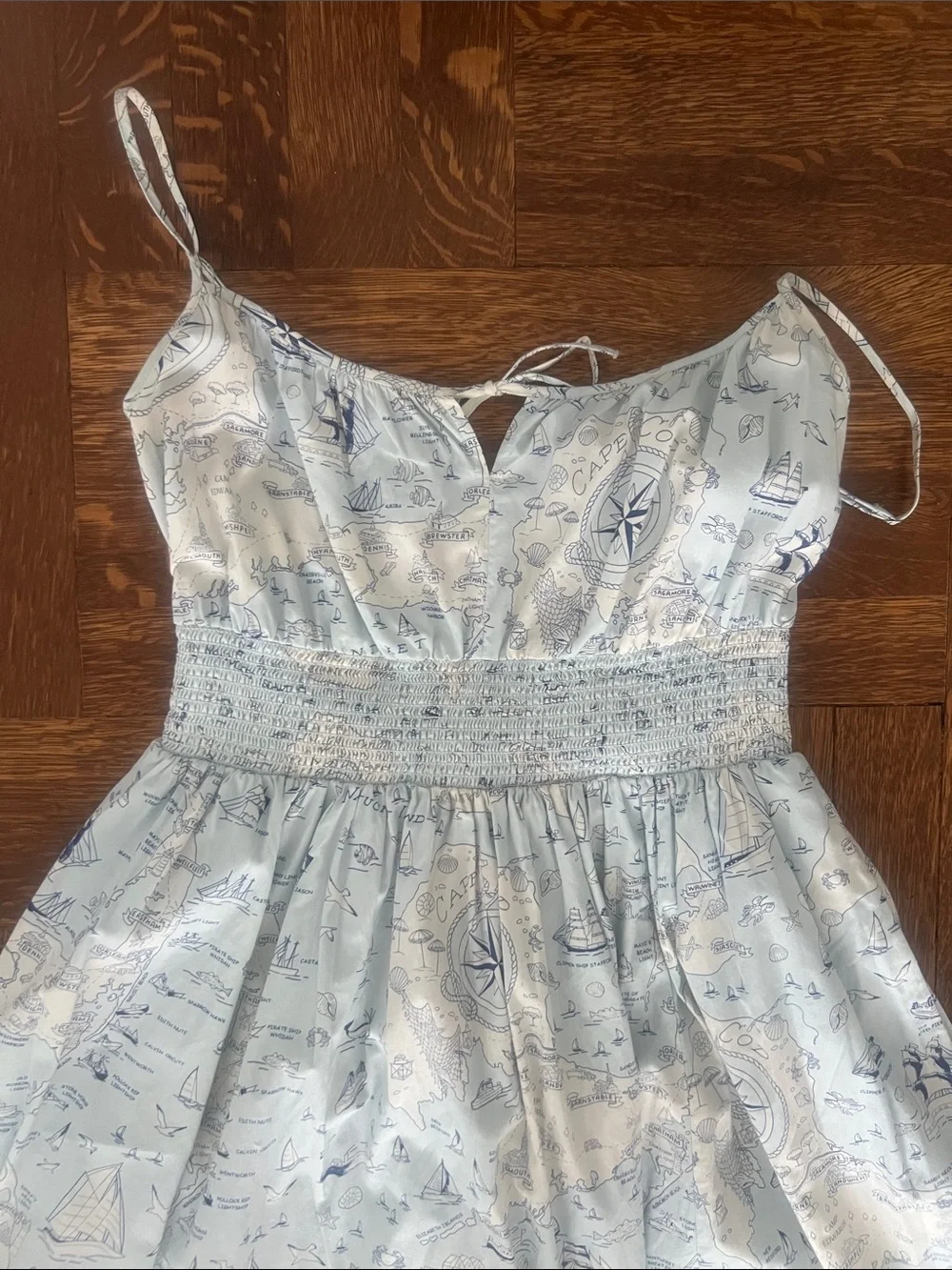 RARE J. Crew Collection Ratti® Compass Print Cape Code Blue Dress Size Large